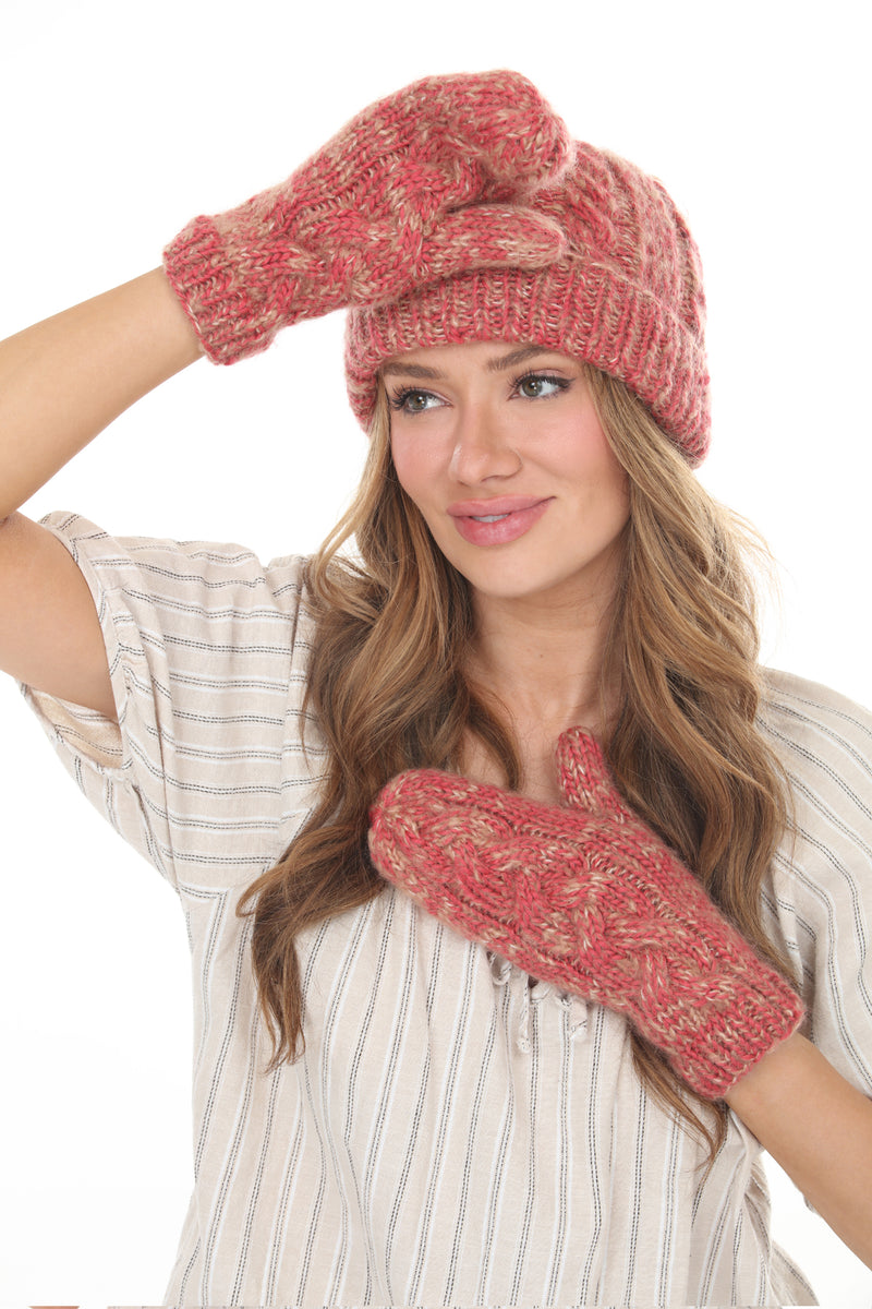 Cable Knit Faux Mohair Mittnes