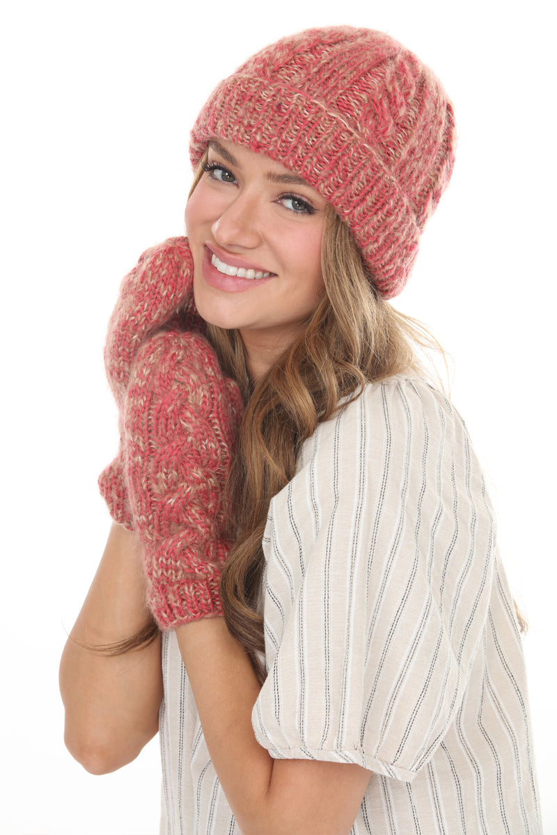 Cable Knit Faux Mohair Mittnes