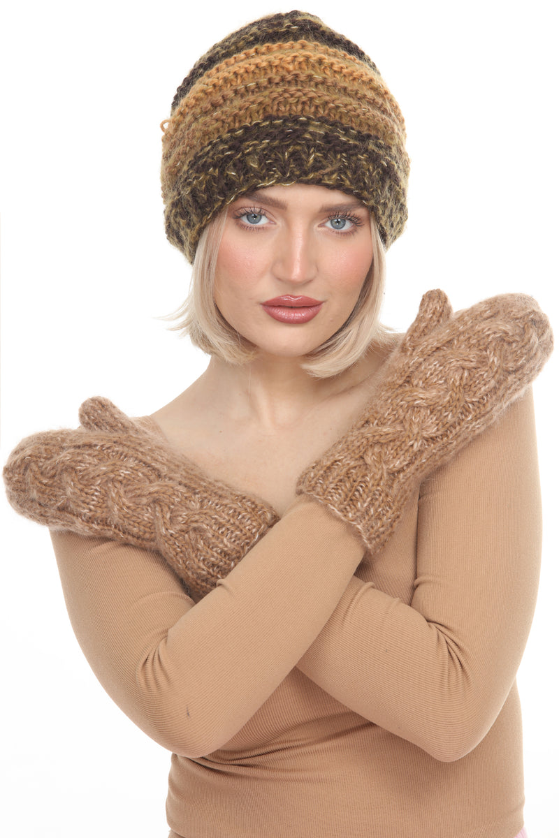 Cable Knit Faux Mohair Mittnes