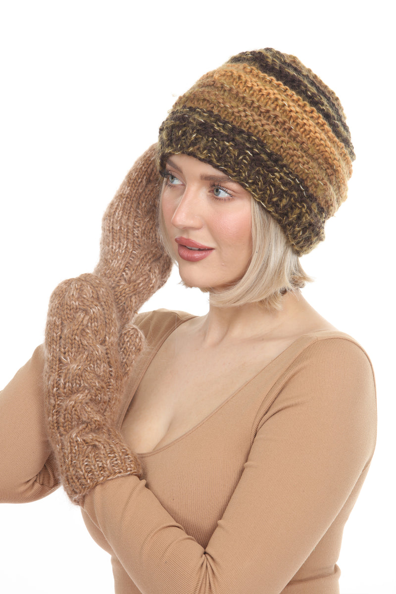 Cable Knit Faux Mohair Mittnes