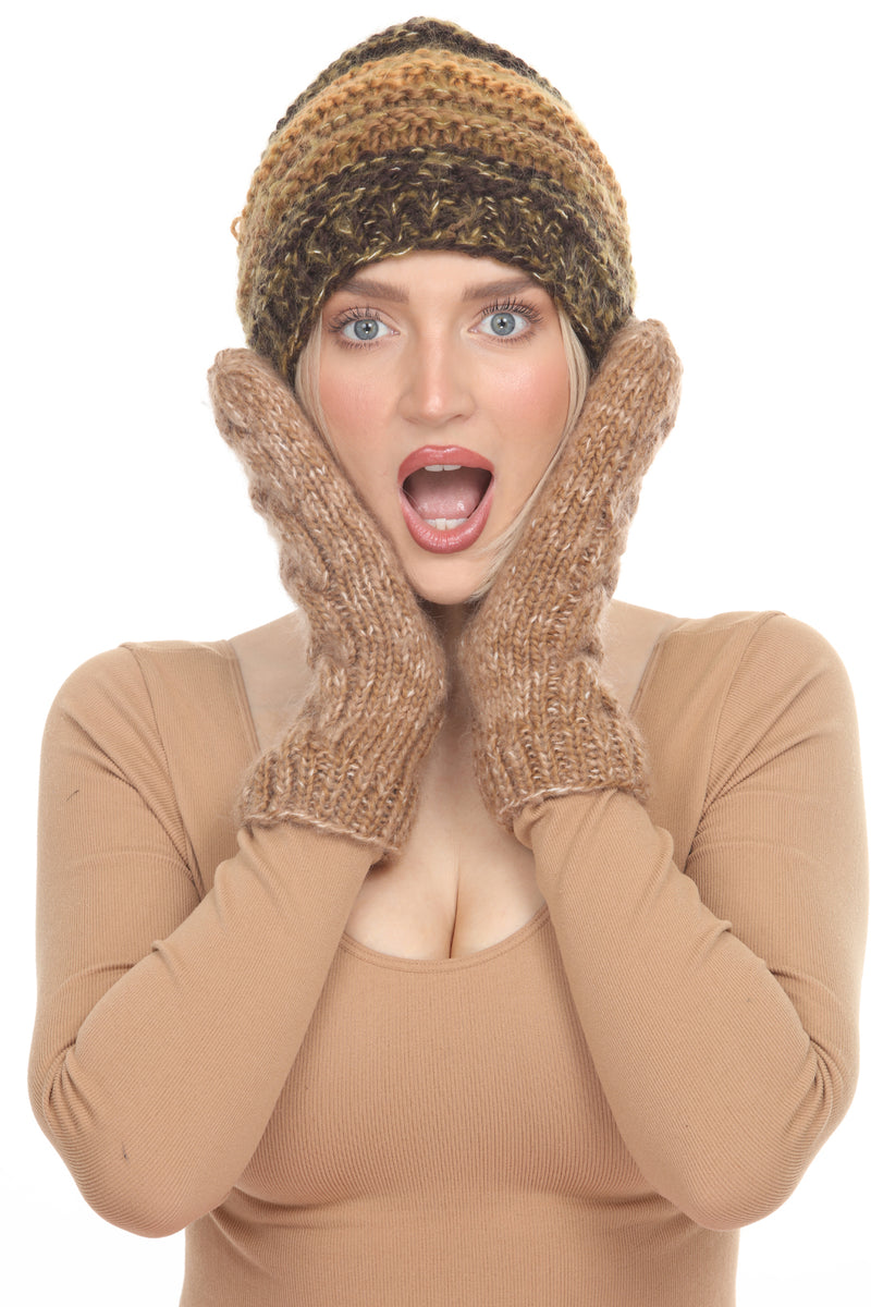 Cable Knit Faux Mohair Mittnes