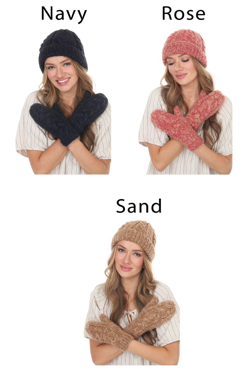 Cable Knit Faux Mohair Mittnes
