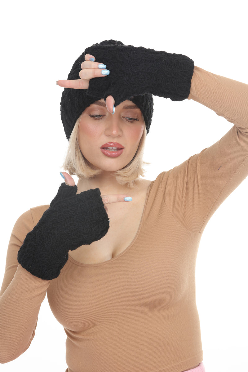 Cable Ribbed Wool Armwarmers