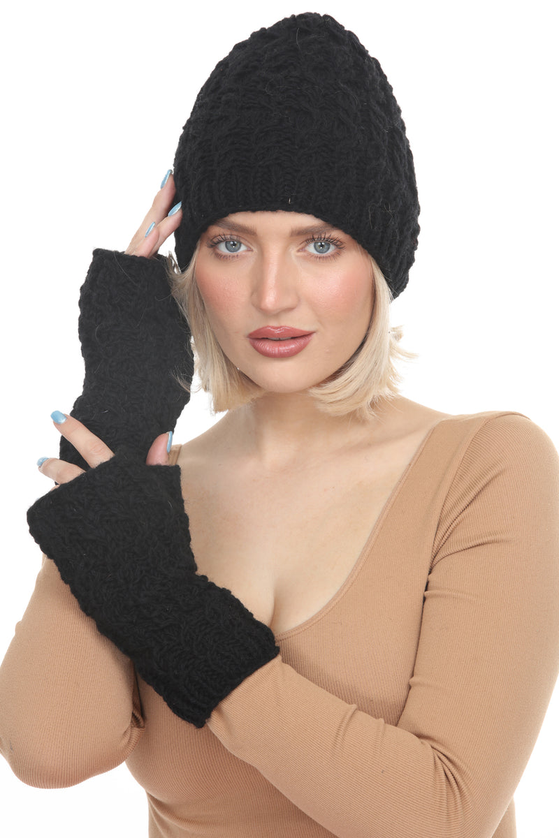 Cable Ribbed Wool Armwarmers