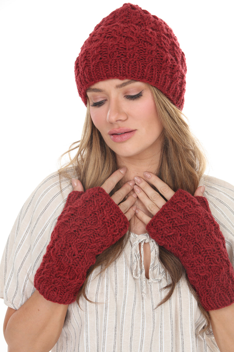 Cable Ribbed Wool Armwarmers