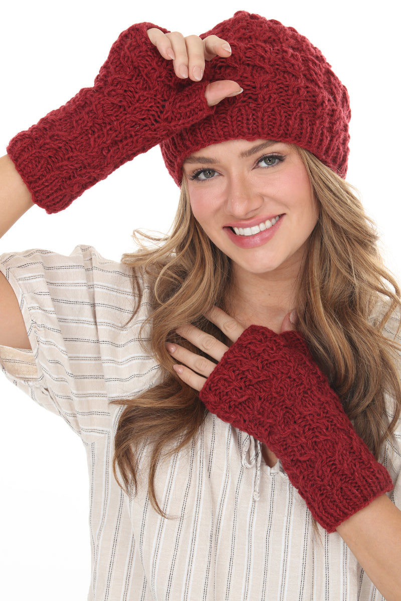 Cable Ribbed Wool Armwarmers
