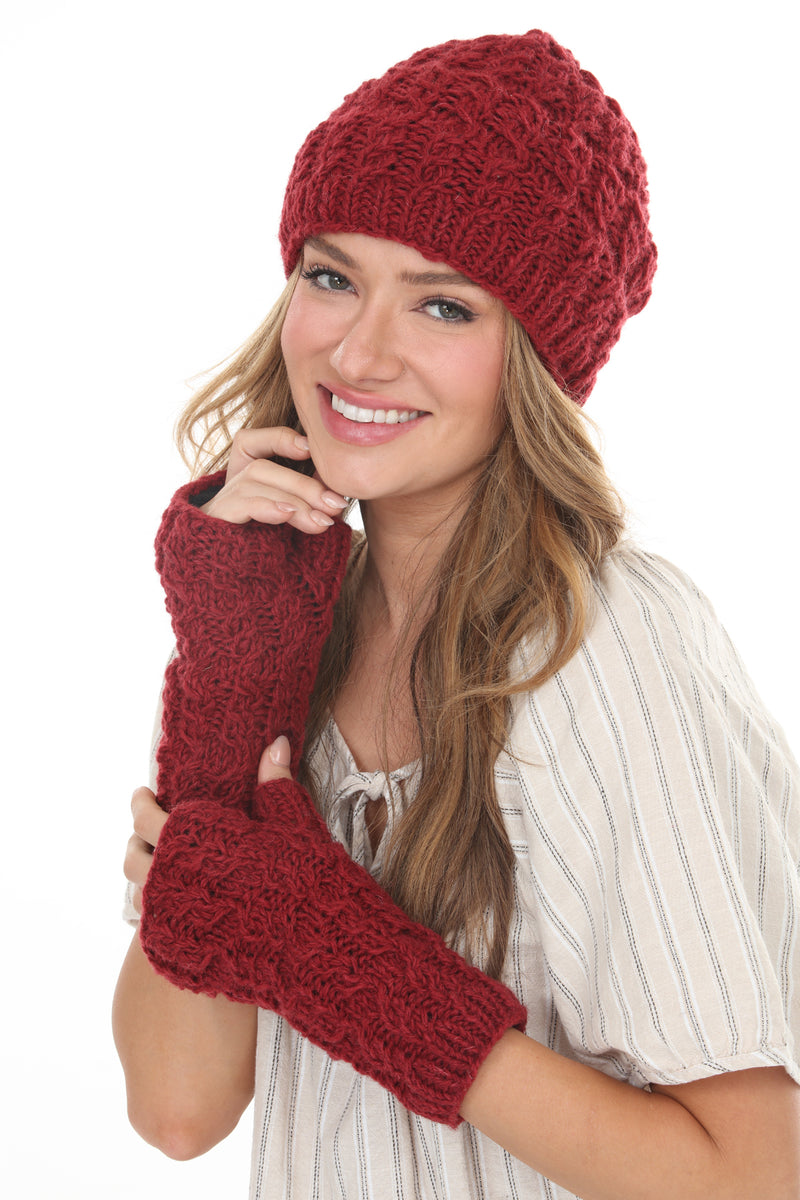 Cable Ribbed Wool Armwarmers
