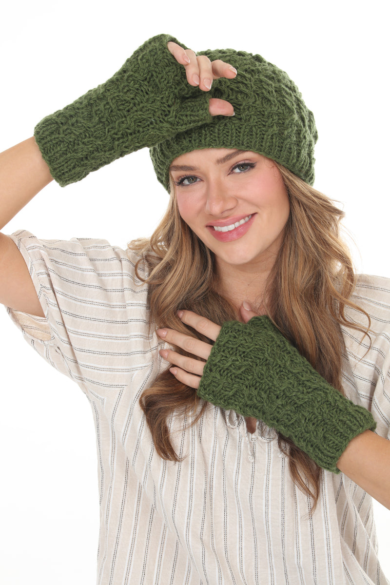 Cable Ribbed Wool Armwarmers