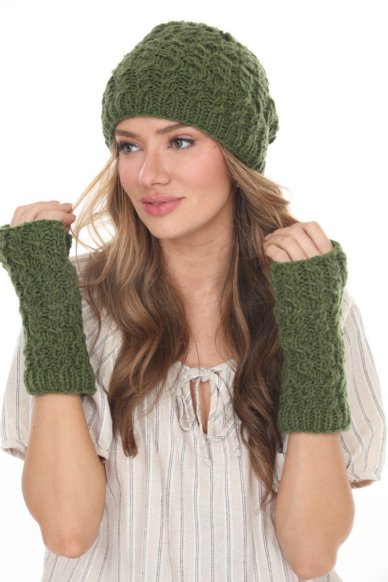 Cable Ribbed Wool Armwarmers