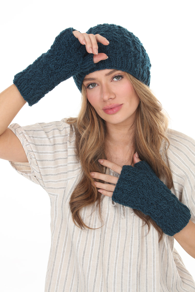 Cable Ribbed Wool Armwarmers