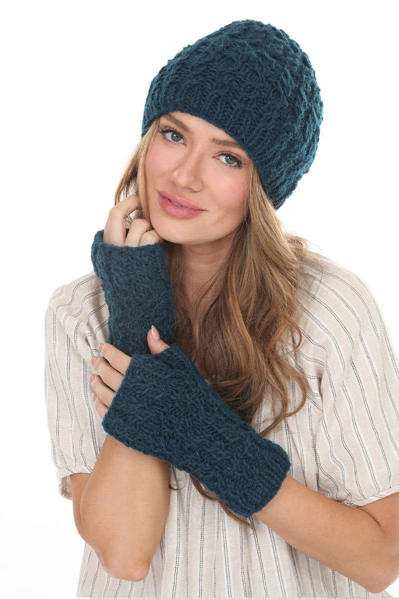 Cable Ribbed Wool Armwarmers