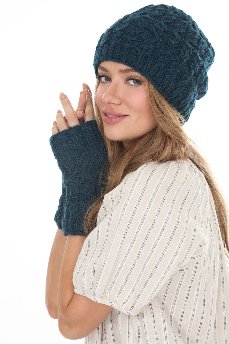 Cable Ribbed Wool Armwarmers