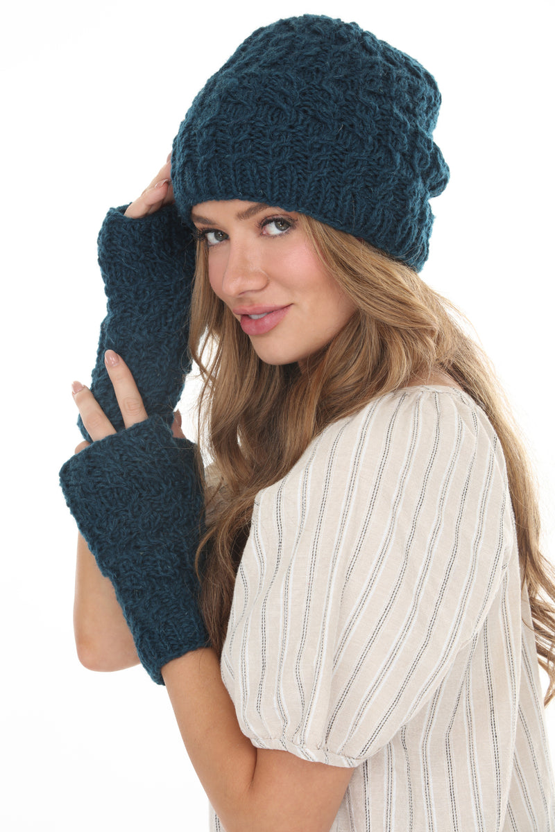 Cable Ribbed Wool Armwarmers