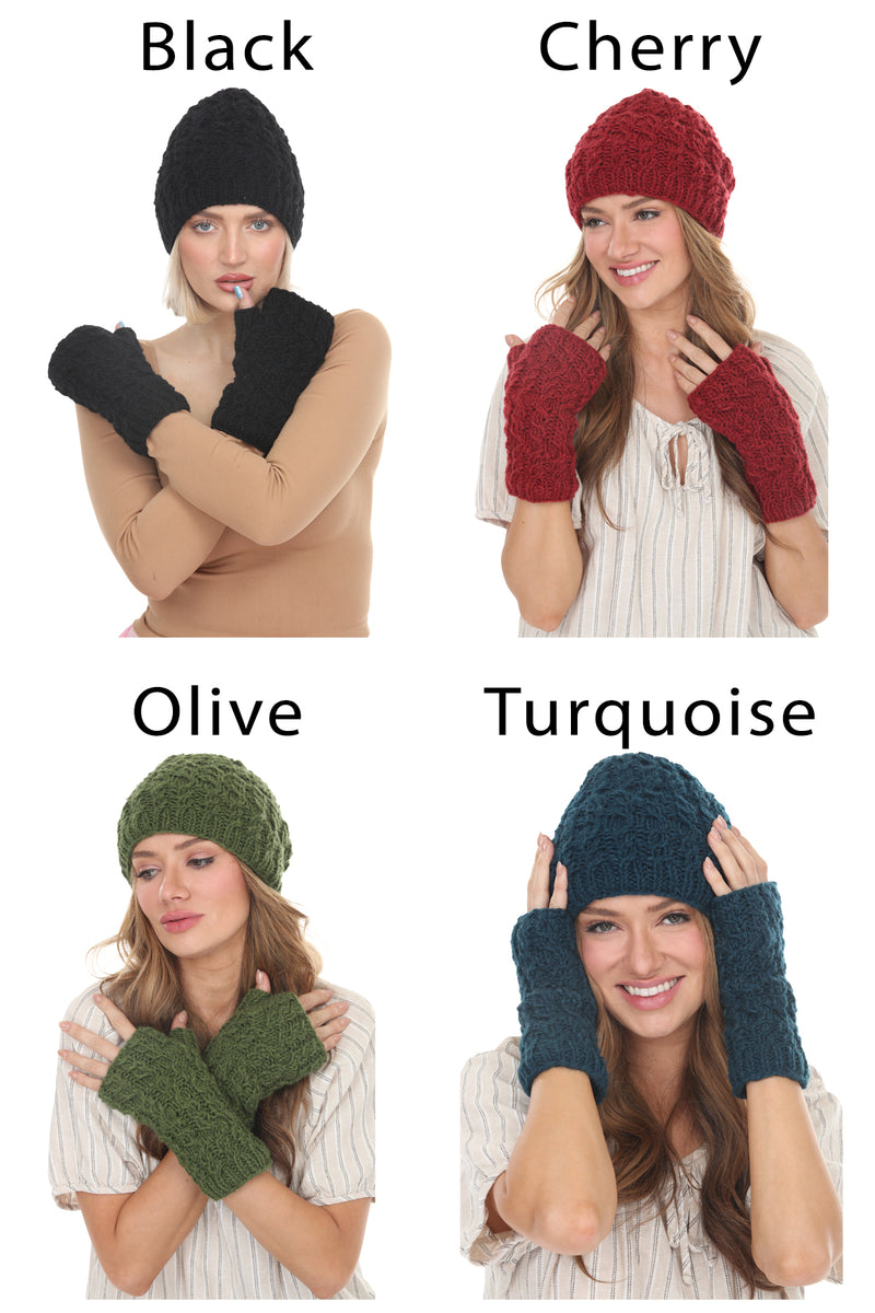 Cable Ribbed Wool Armwarmers