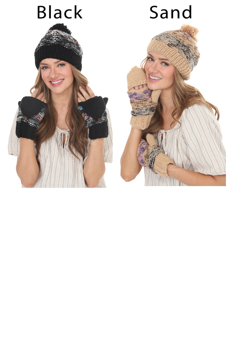 Tweedy Knit Convertible Mittens