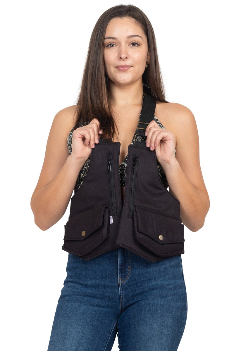 Steampunk Zip Pocket Canvas Vest Bag-One Size