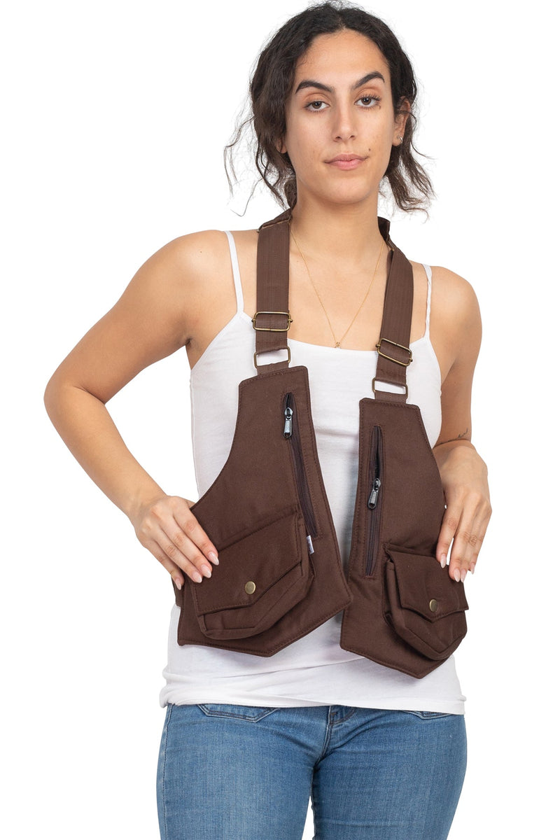 Steampunk Zip Pocket Canvas Vest Bag-One Size