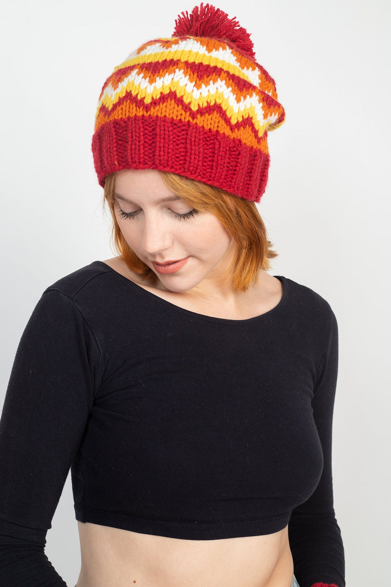 Mountain Geo Pompom Beanie