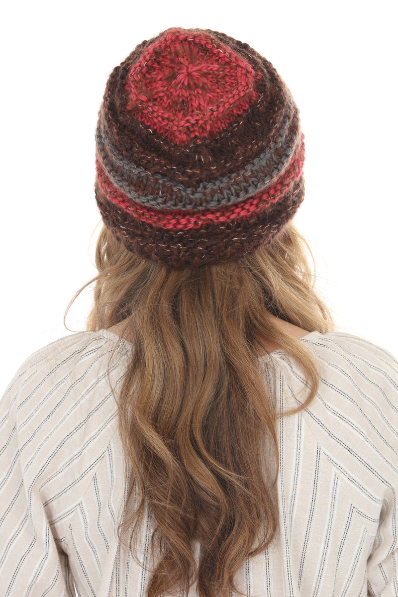 Faux Mohair Striped Slouchy Beanie