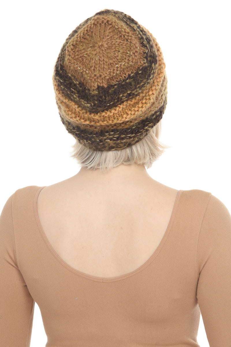 Faux Mohair Striped Slouchy Beanie