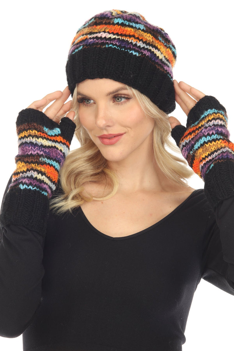 Vibrations Striped Slouchy Beanie