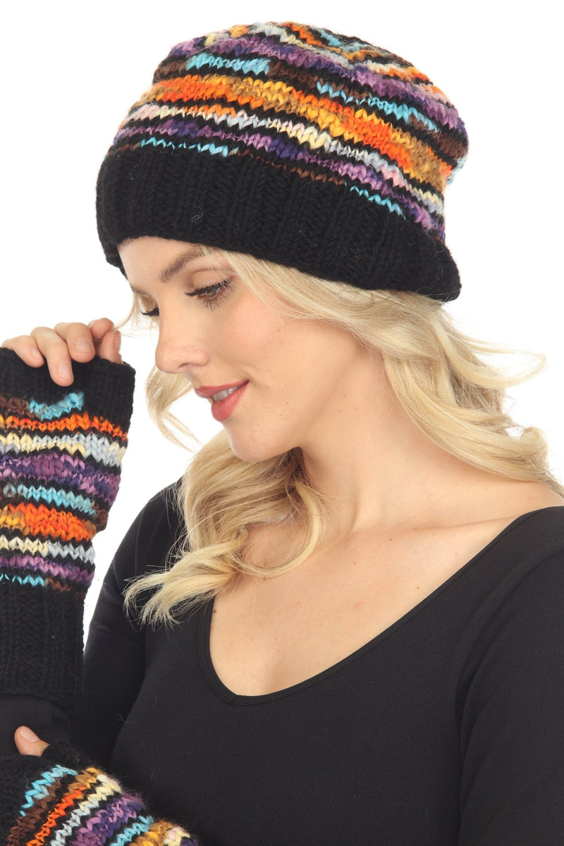 Vibrations Striped Slouchy Beanie