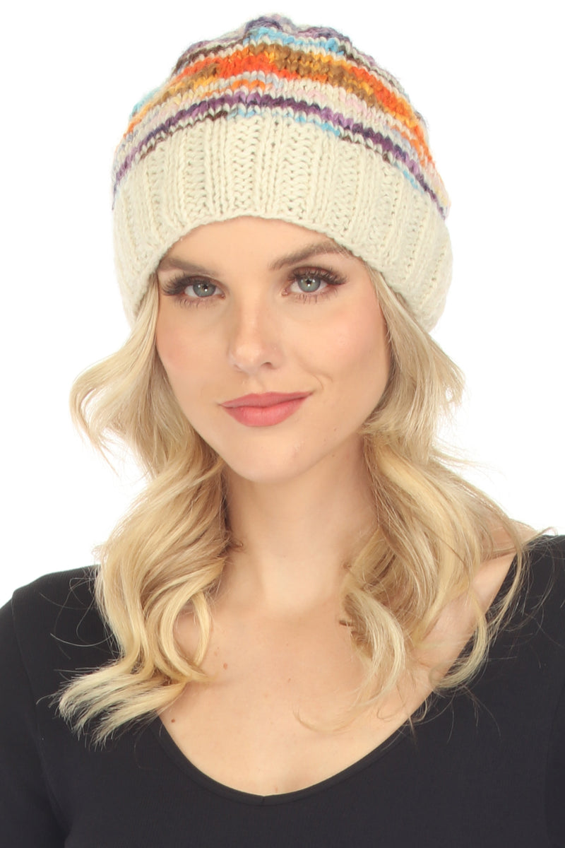 Vibrations Striped Slouchy Beanie