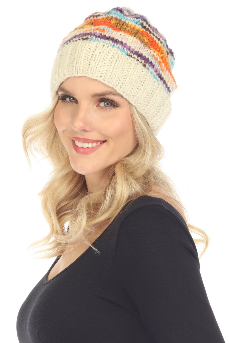 Vibrations Striped Slouchy Beanie