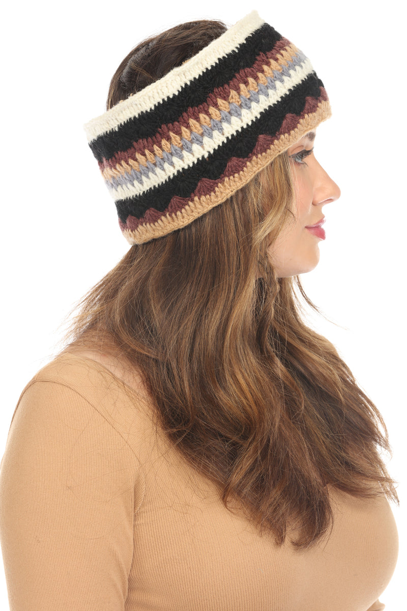 Woolen Motif Crocheted Headband