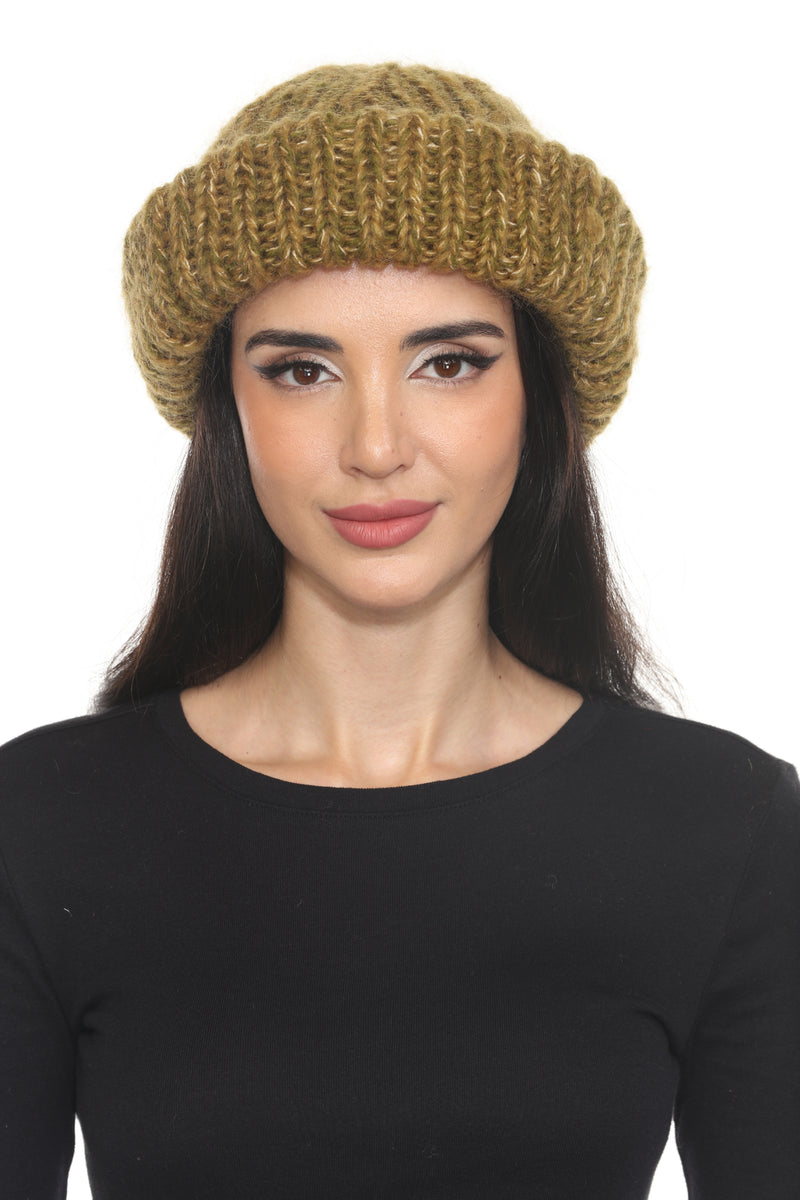 Rolled Faux Mohair Wol-Rib Beannie