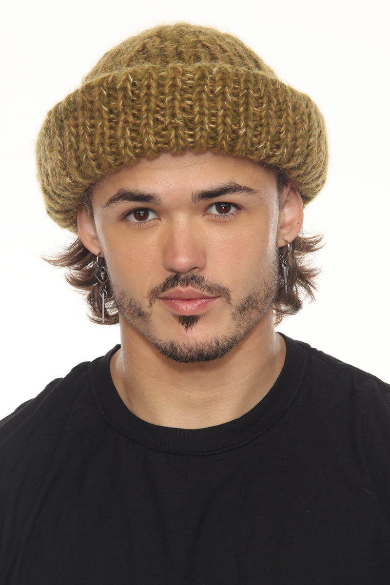 Rolled Faux Mohair Wol-Rib Beannie