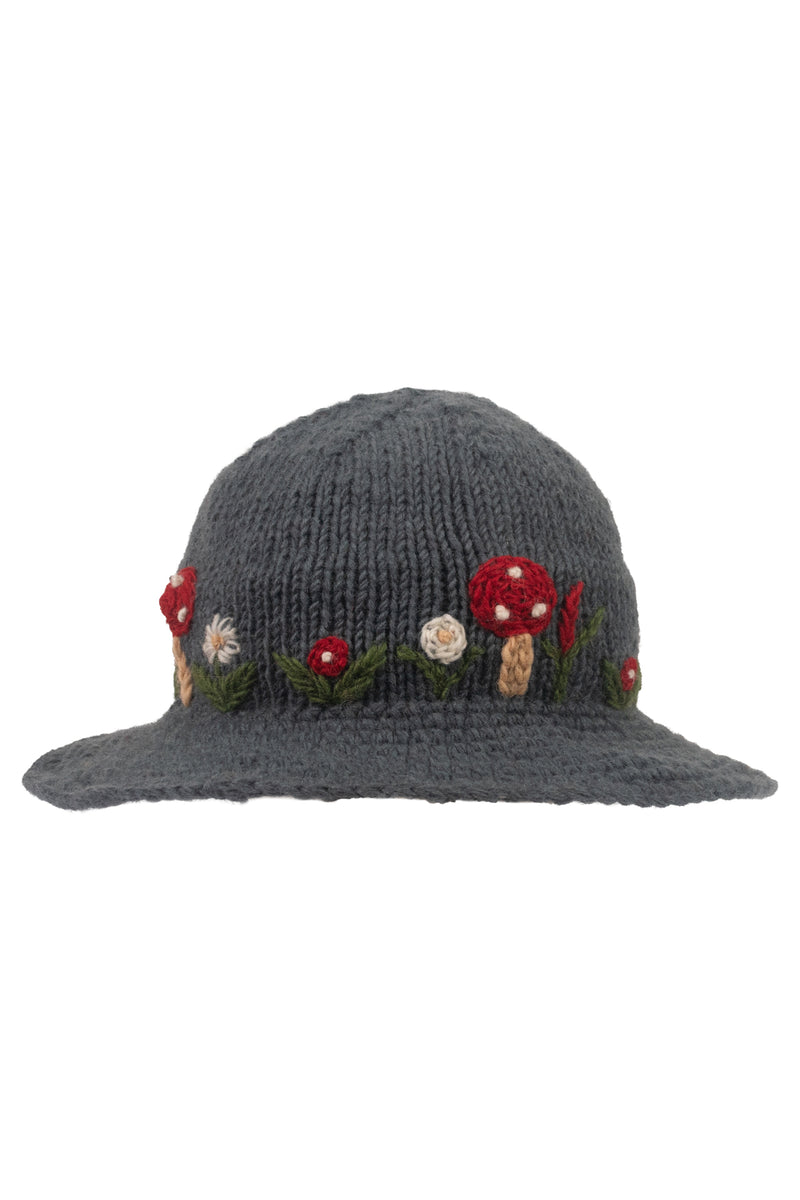 Wool Kint Mushroom Hat with Brim