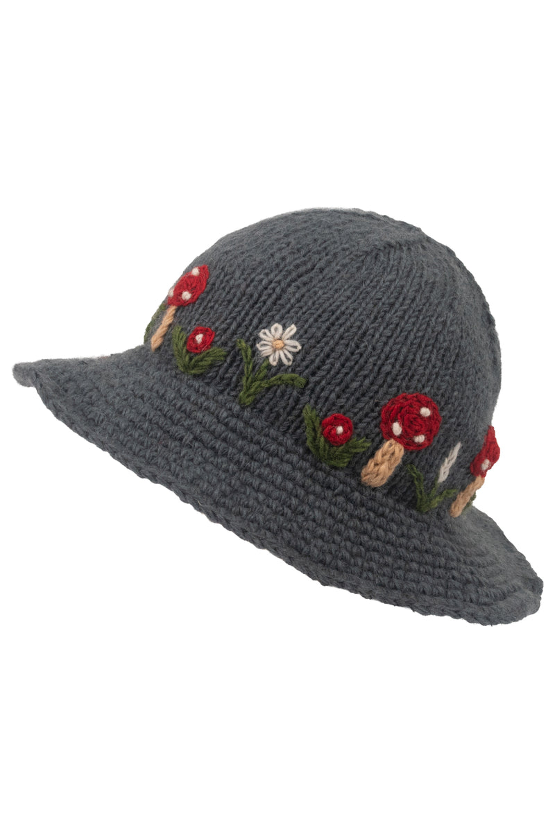 Wool Kint Mushroom Hat with Brim