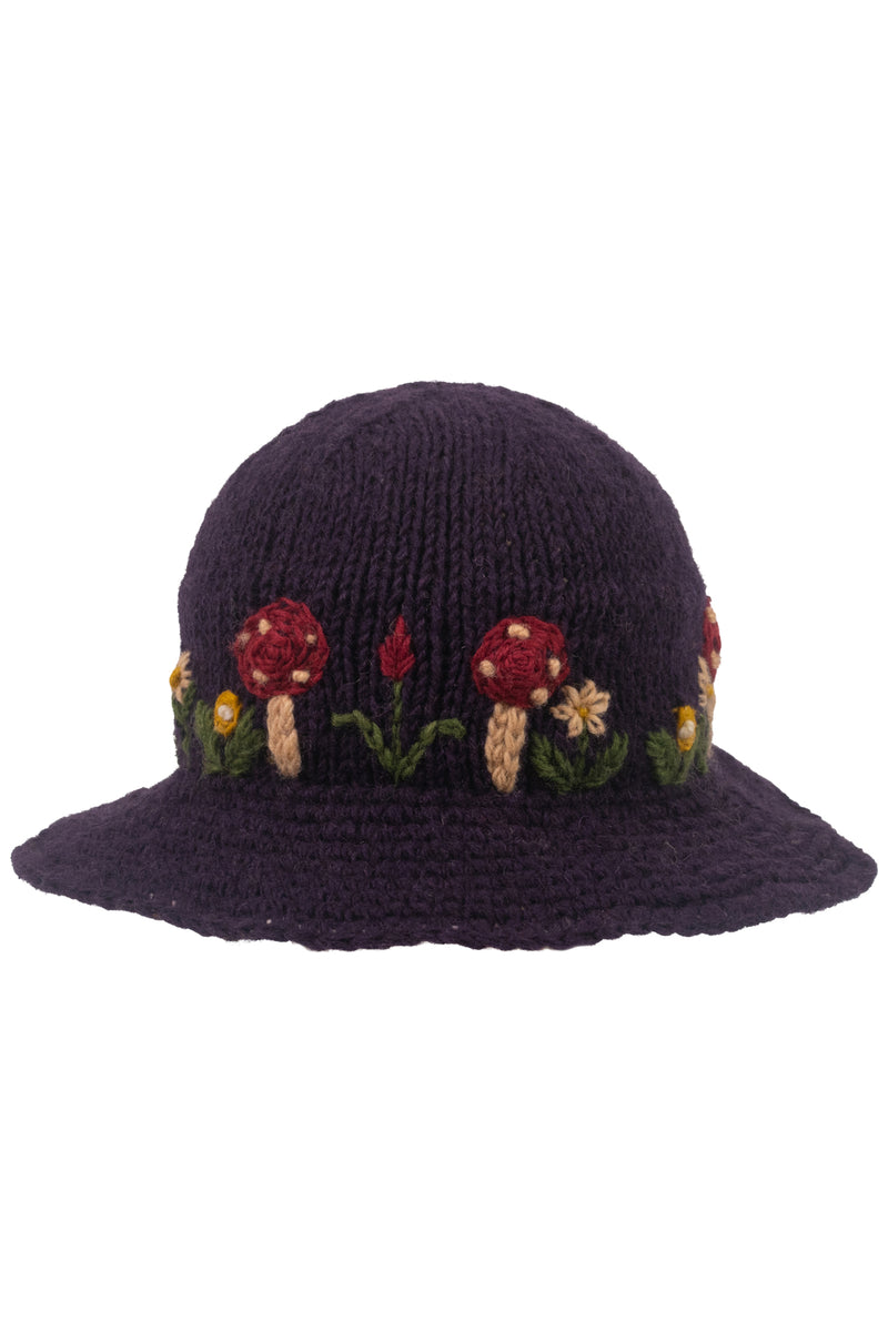 Wool Kint Mushroom Hat with Brim