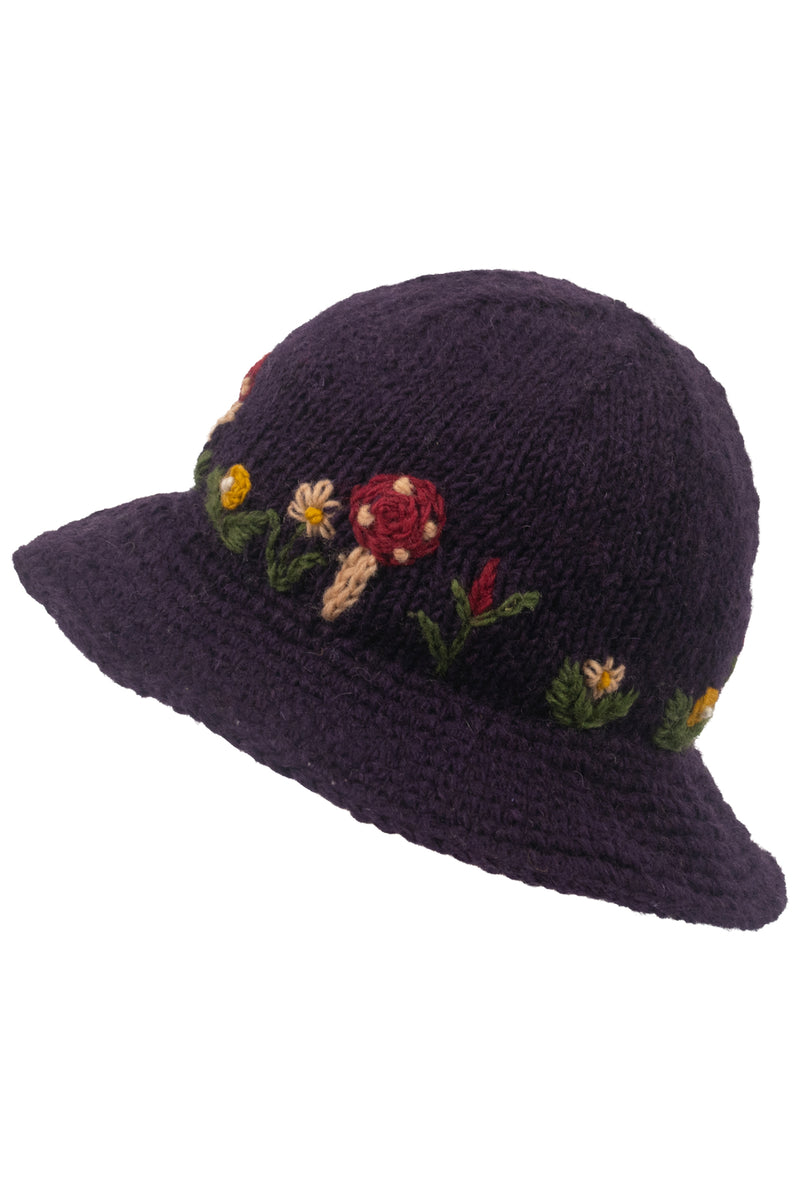 Wool Kint Mushroom Hat with Brim