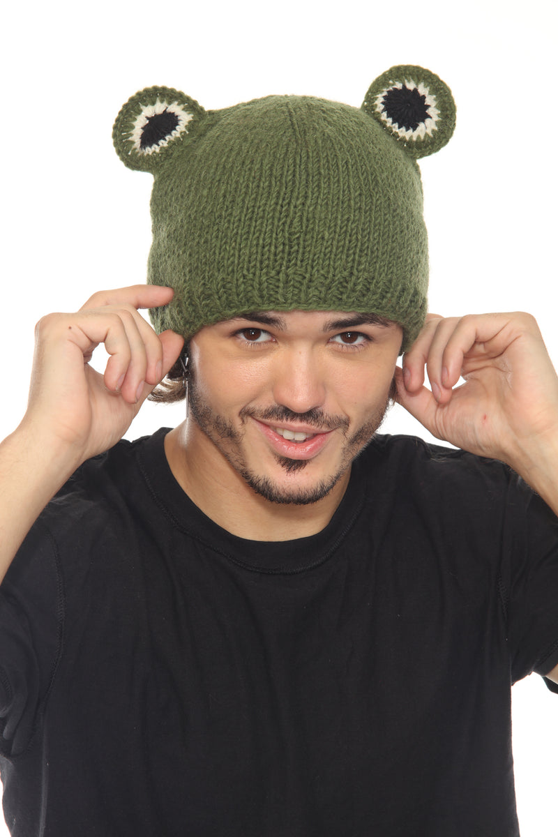 Wool FrogCharacter Green Beanie