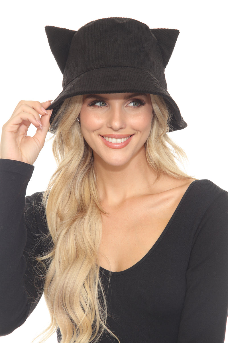 Kitty Ears Corduroy Bucket Hat
