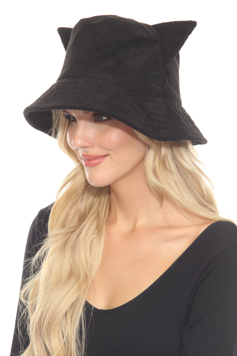 Kitty Ears Corduroy Bucket Hat