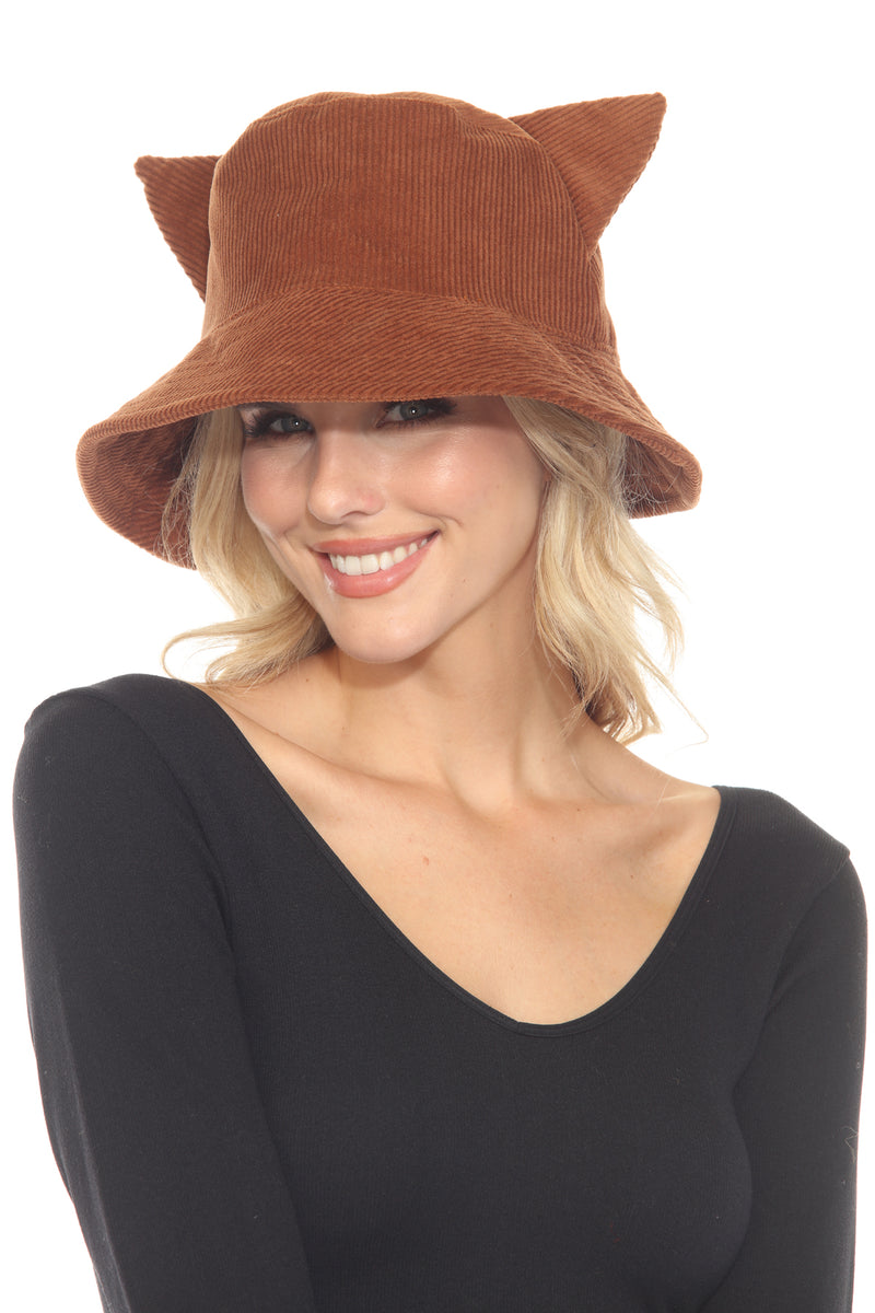 Kitty Ears Corduroy Bucket Hat