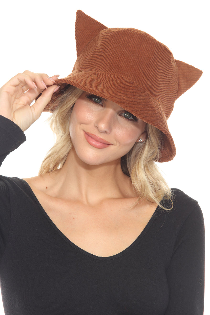 Kitty Ears Corduroy Bucket Hat