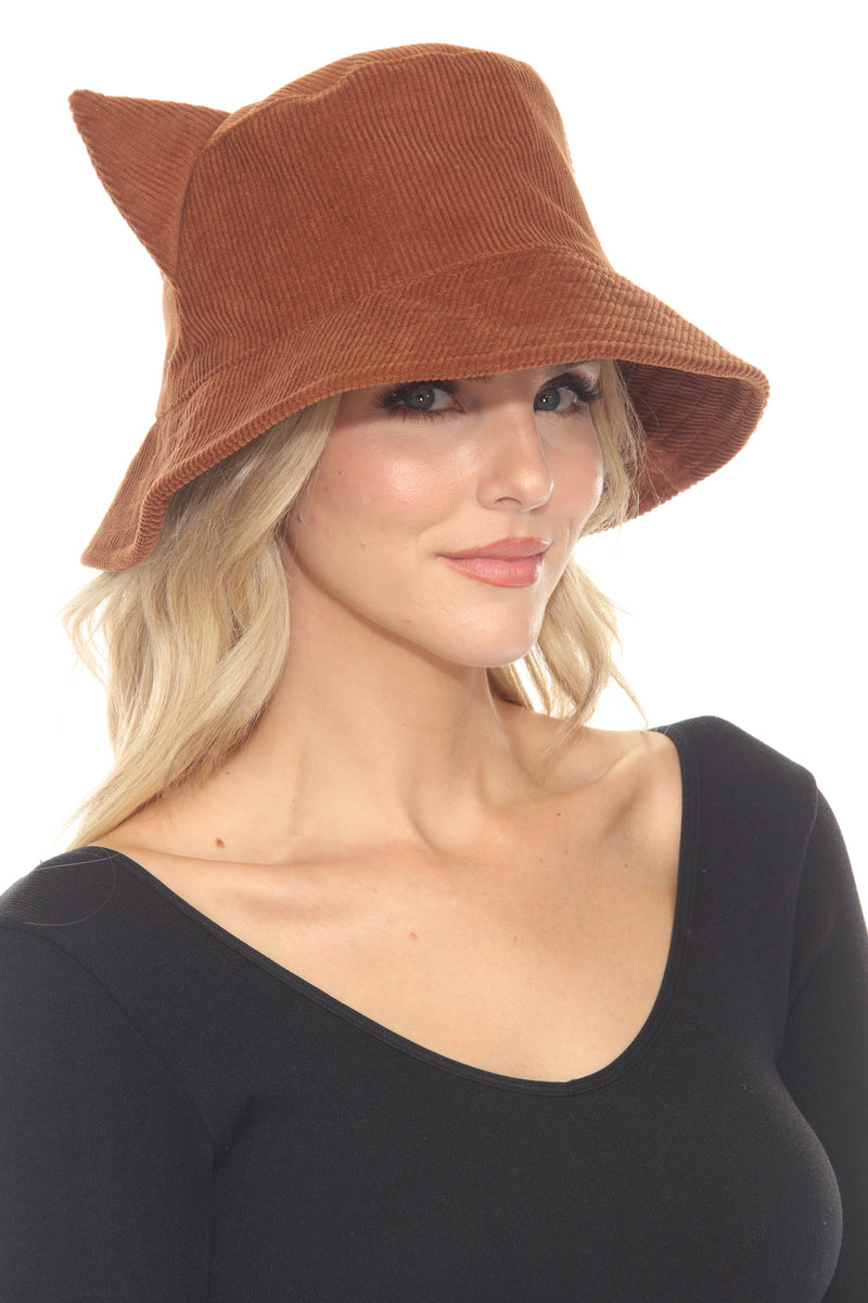Kitty Ears Corduroy Bucket Hat