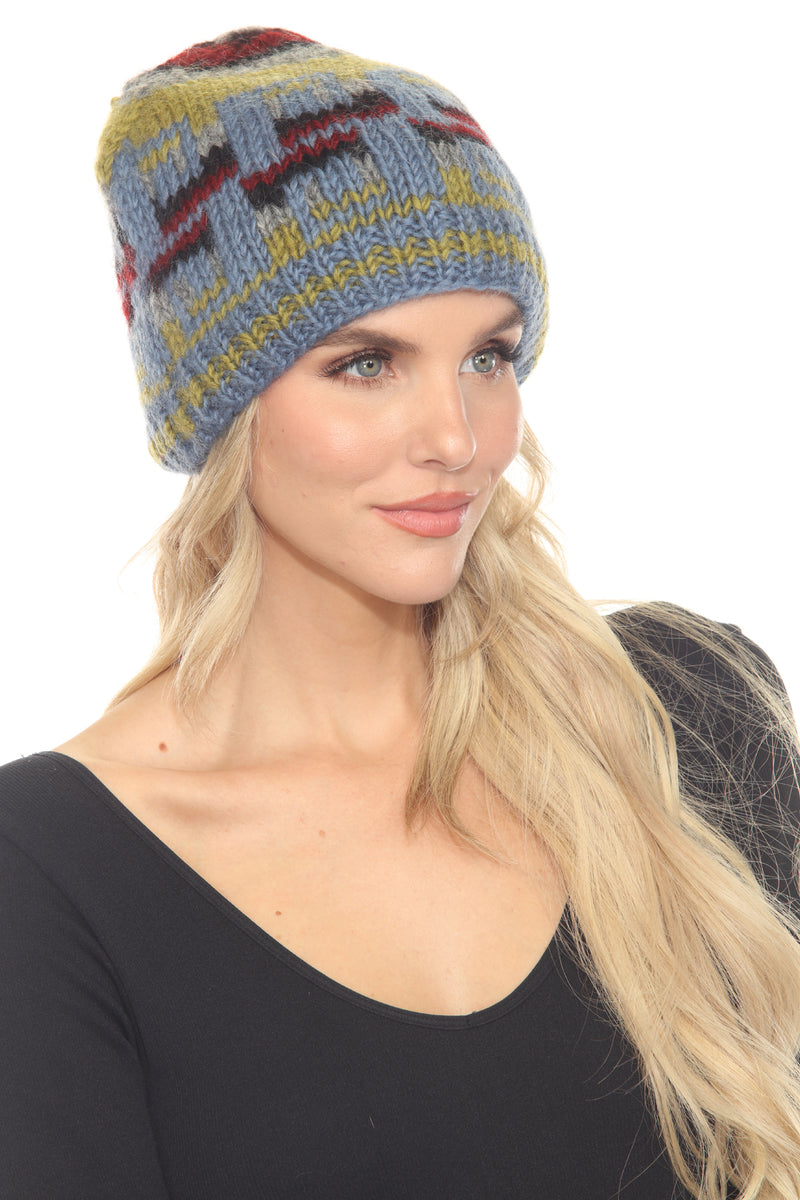 Handknit Waves Wool Beanie