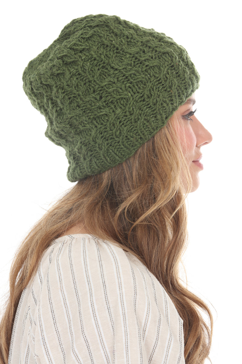 Cable Ribbed Wool Beanie