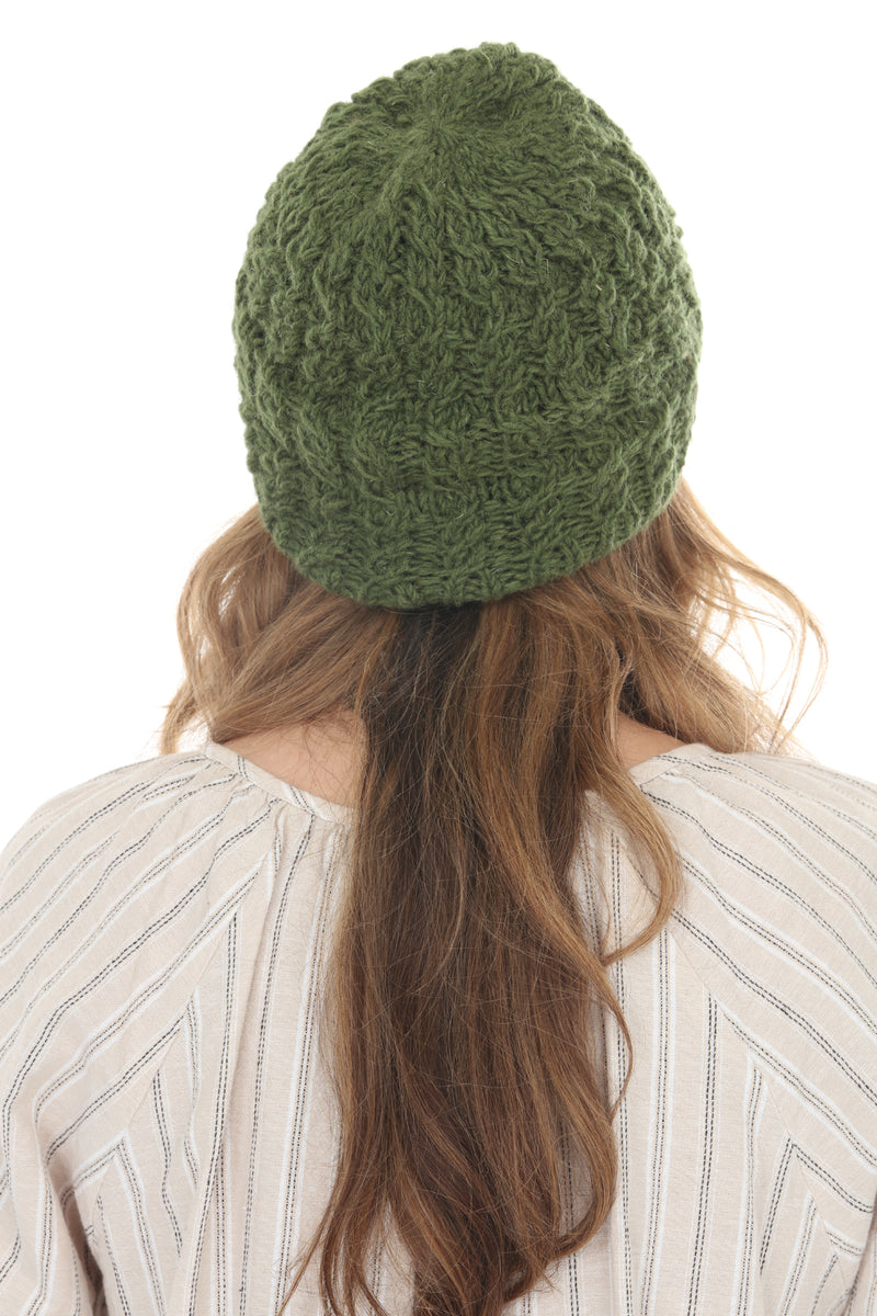 Cable Ribbed Wool Beanie