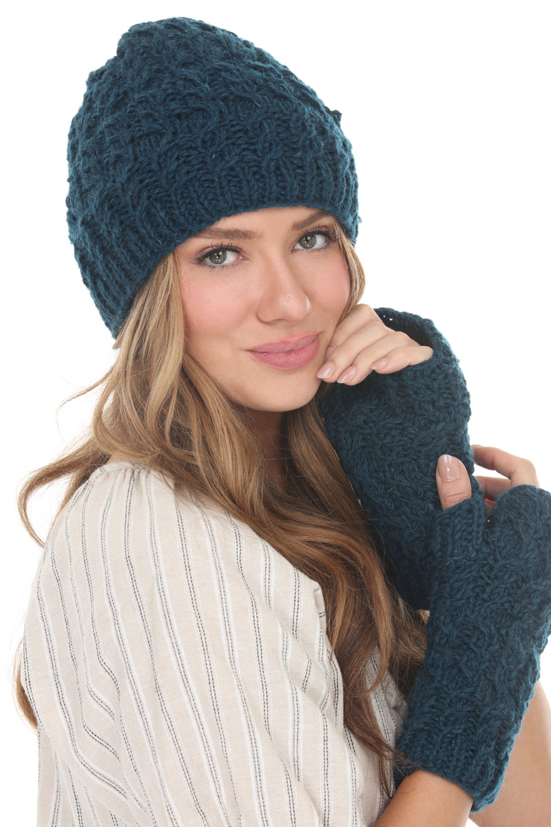 Cable Ribbed Wool Beanie