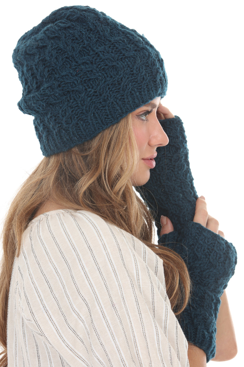 Cable Ribbed Wool Beanie