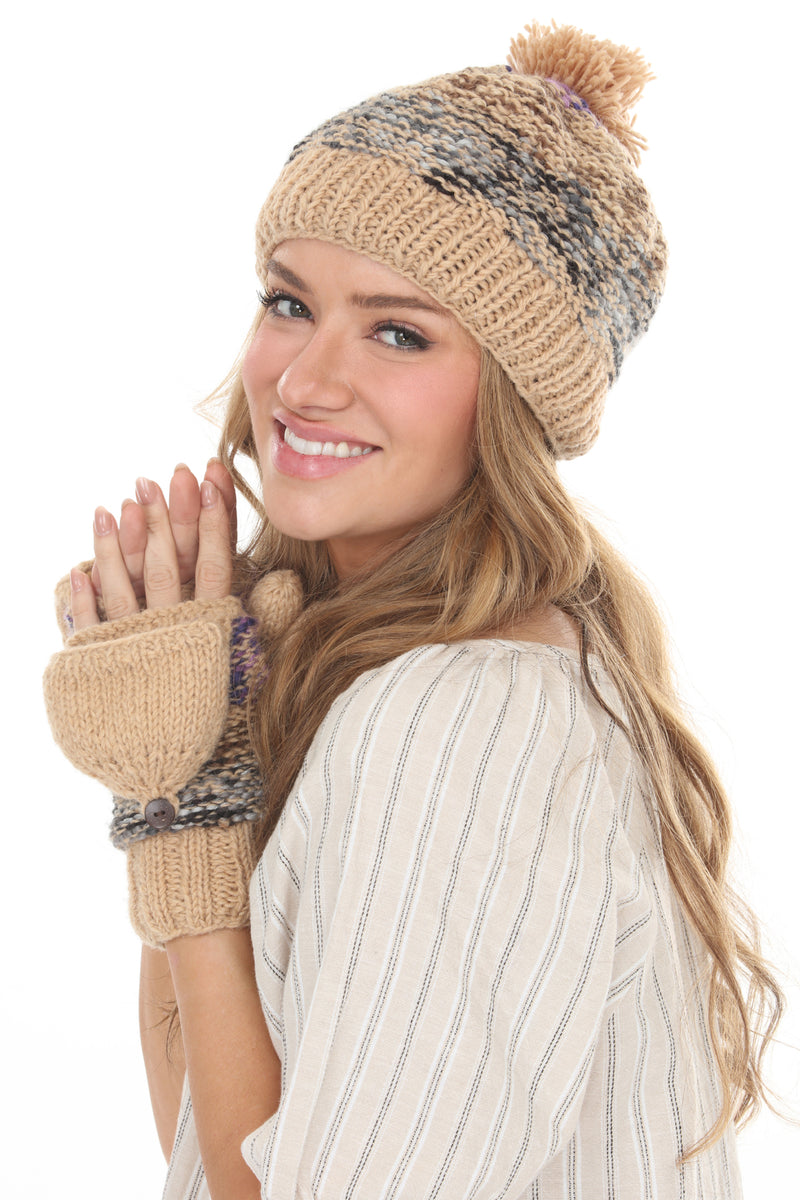 Tweedy Knit Pom Beanie