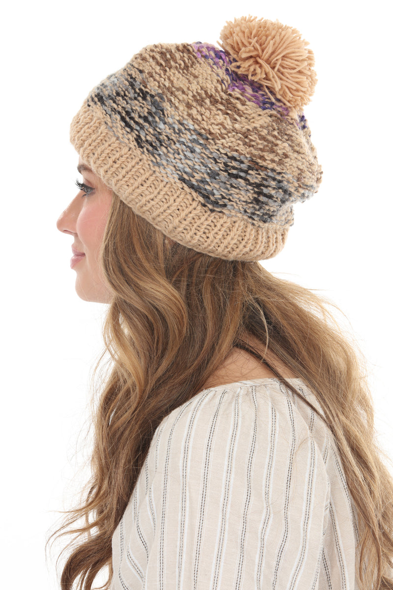 Tweedy Knit Pom Beanie