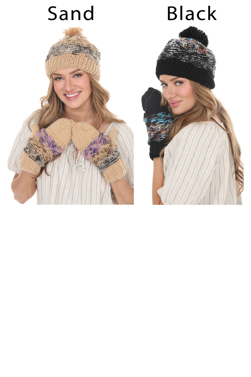 Tweedy Knit Pom Beanie
