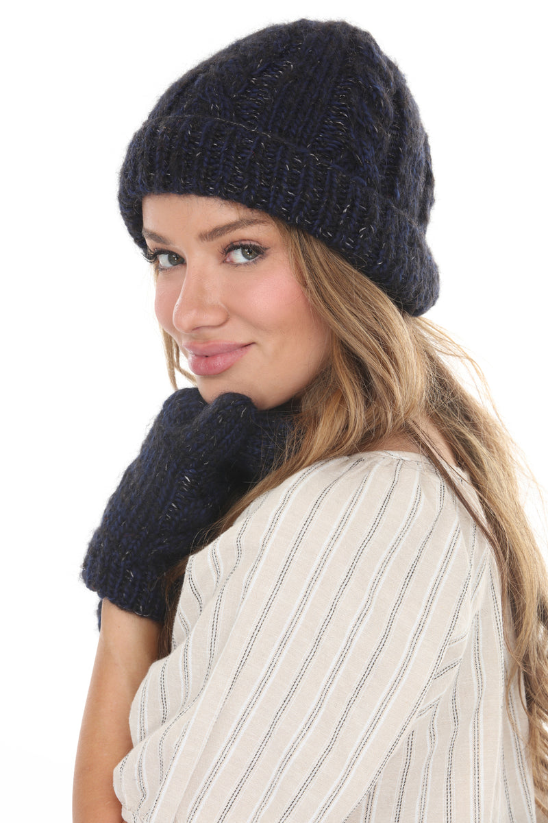 Cable Knit Faux Mohair Hat